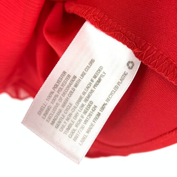 Xhilaration Women's Size Medium Sheer A-Line Dress Lace Trim Long Sleeve Red - Picture 6 of 6